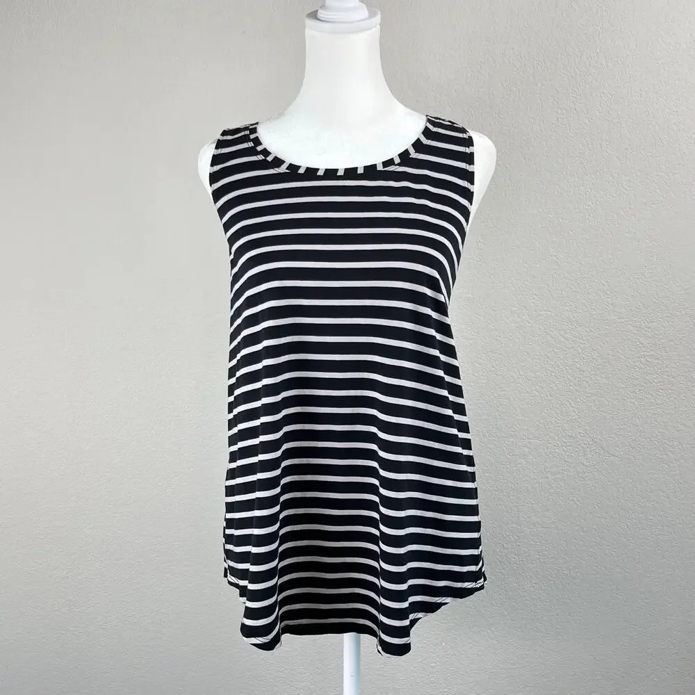 Lululemon Racerback Tank Top Black Grey Stripe Athleisure Gym Workout Athletic M